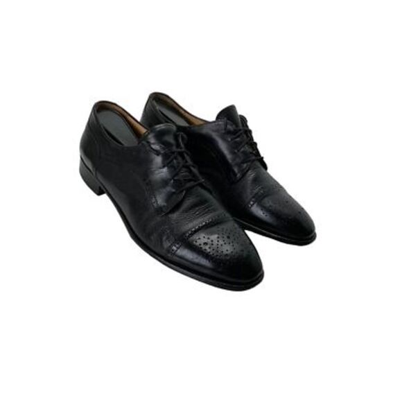 Vito Rufolo Mens Derby Dress Shoes Black Leather Wingtip Lace Up Italy 11M - Picture 1 of 11